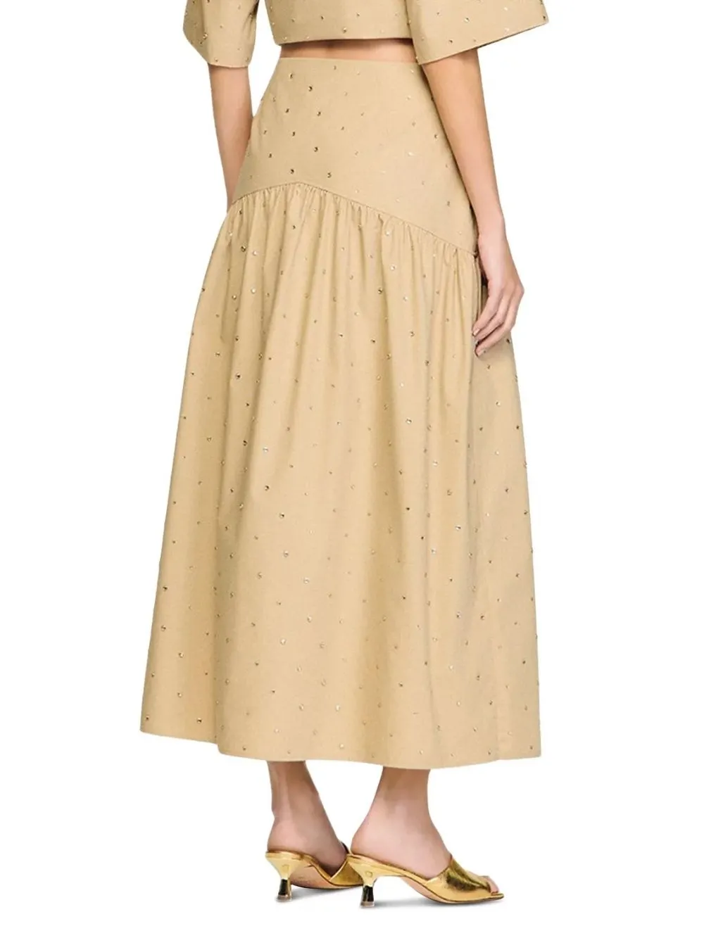 Long Rhinestone Cotton Skirt - OWNCI