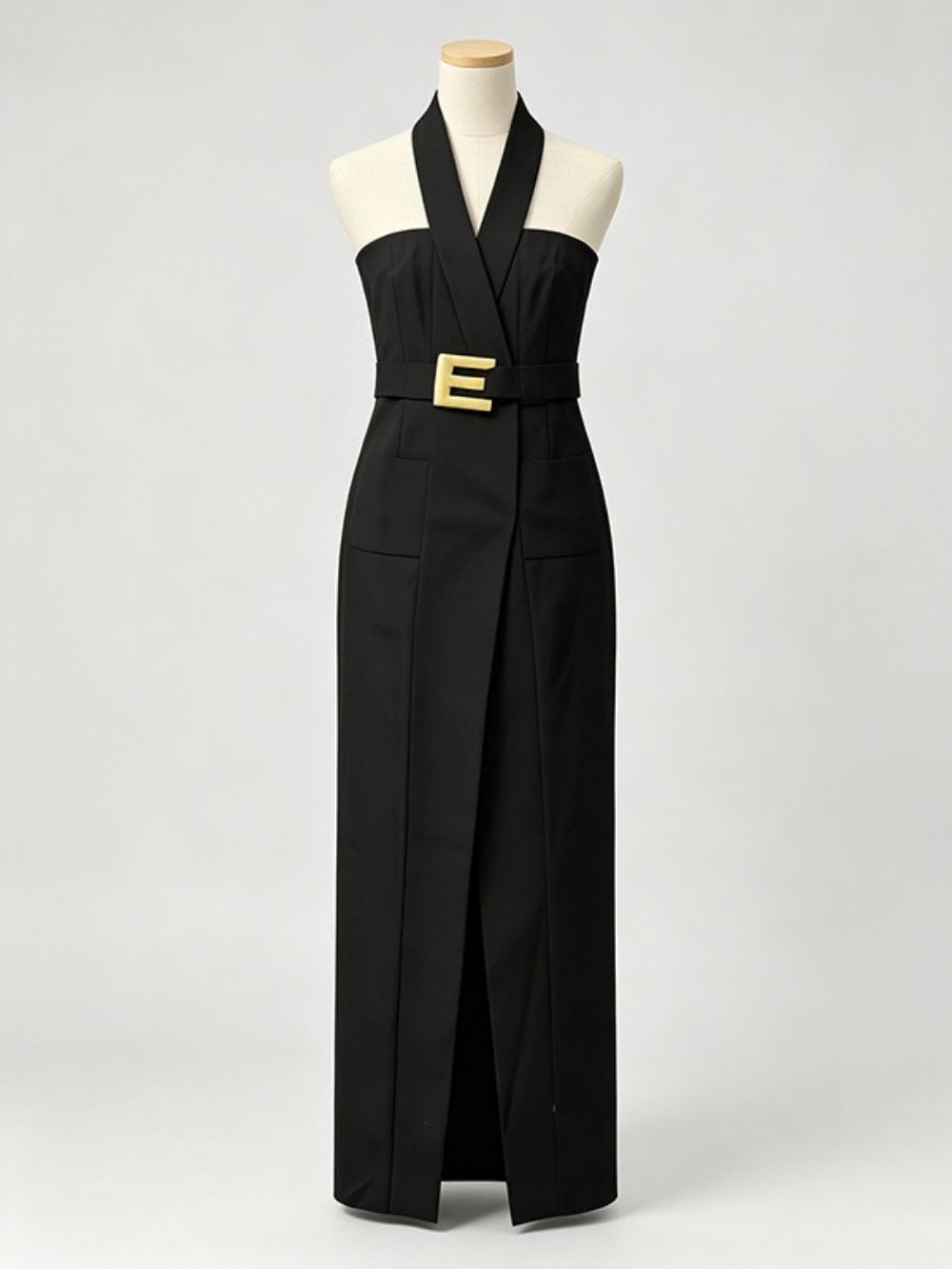 Maritza Black Halter Maxi Dress - OWNCI