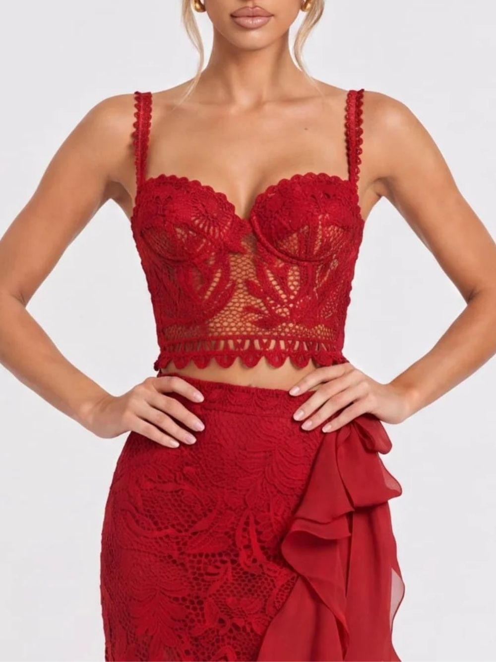 Quessar Spaghetti Ruffle Split Skirt Set - OWNCI Quessar Spaghetti Ruffle Split Skirt Set - OWNCI
