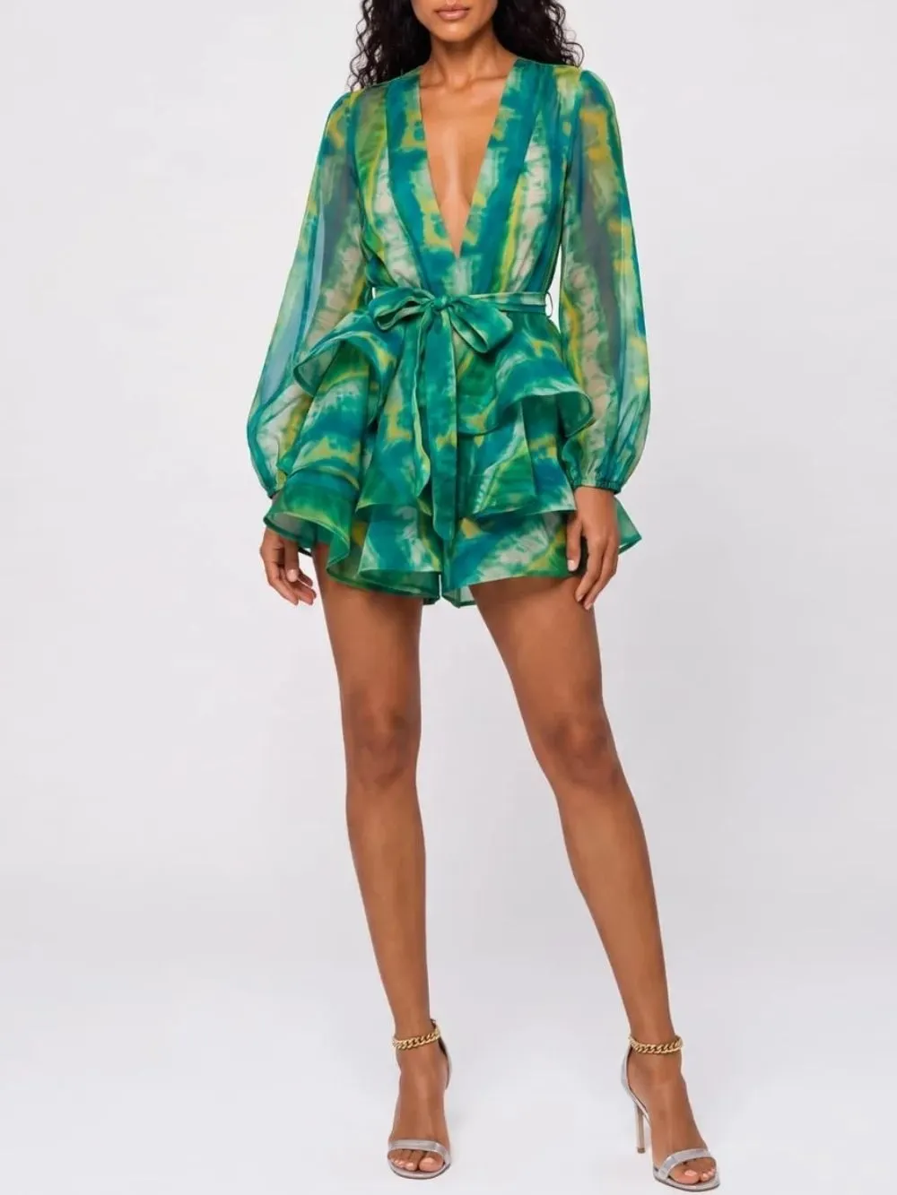 Kormian V Neck Ruffle Mini Dress - OWNCI Kormian V Neck Ruffle Mini Dress - OWNCI
