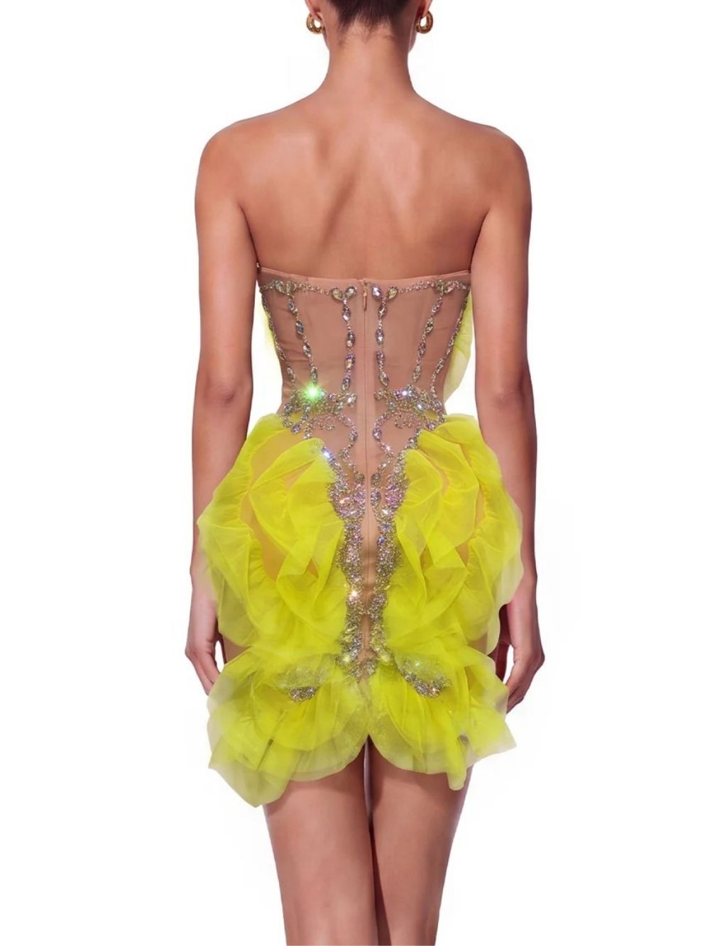 Sovrin Strapless Mesh Crystal Mini Dress - OWNCI