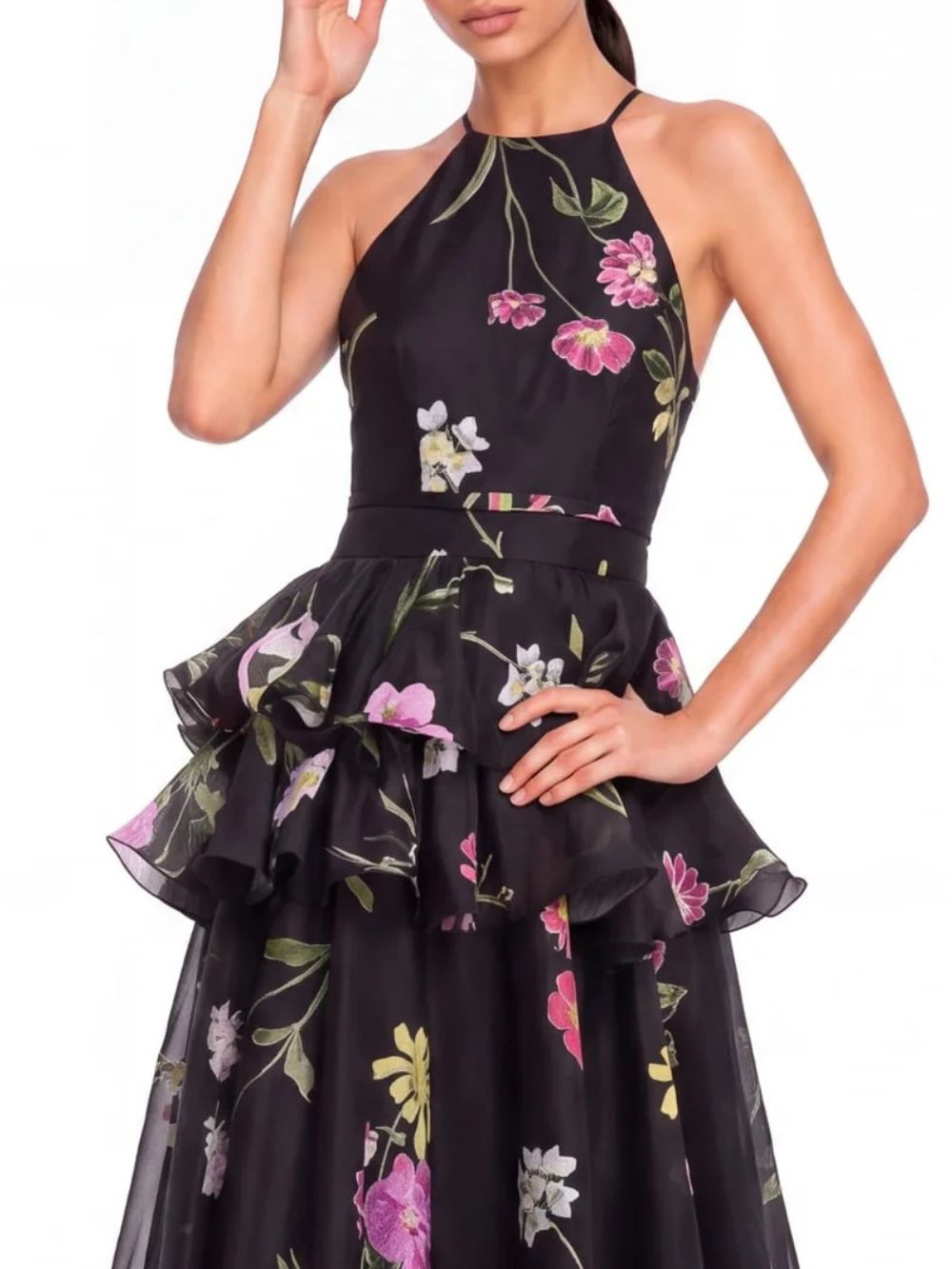 Ravelix Floral Ruffle Maxi Dress In Black - OWNCI Ravelix Floral Ruffle Maxi Dress In Black - OWNCI