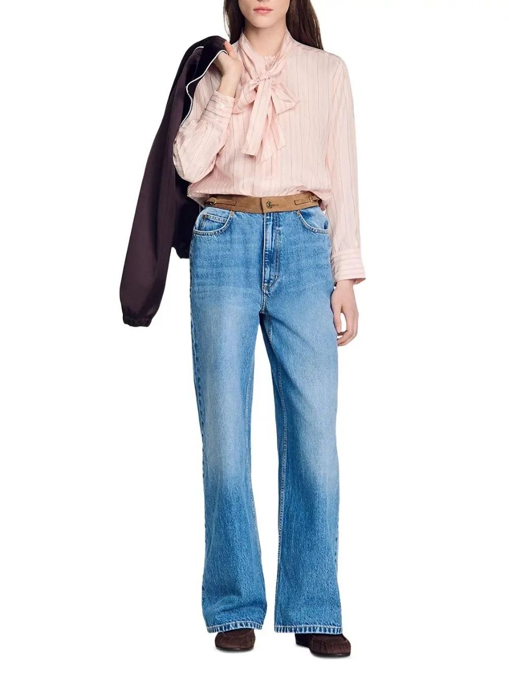 Miraluna Striped Tie Neck Shirt - OWNCI