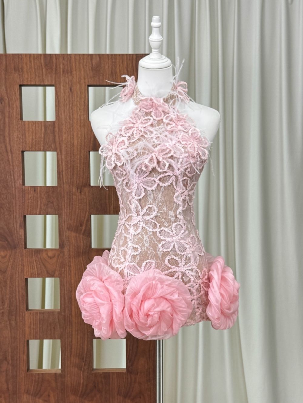Mars Halter Flower Lace Mini Dress - OWNCI Mars Halter Flower Lace Mini Dress - OWNCI