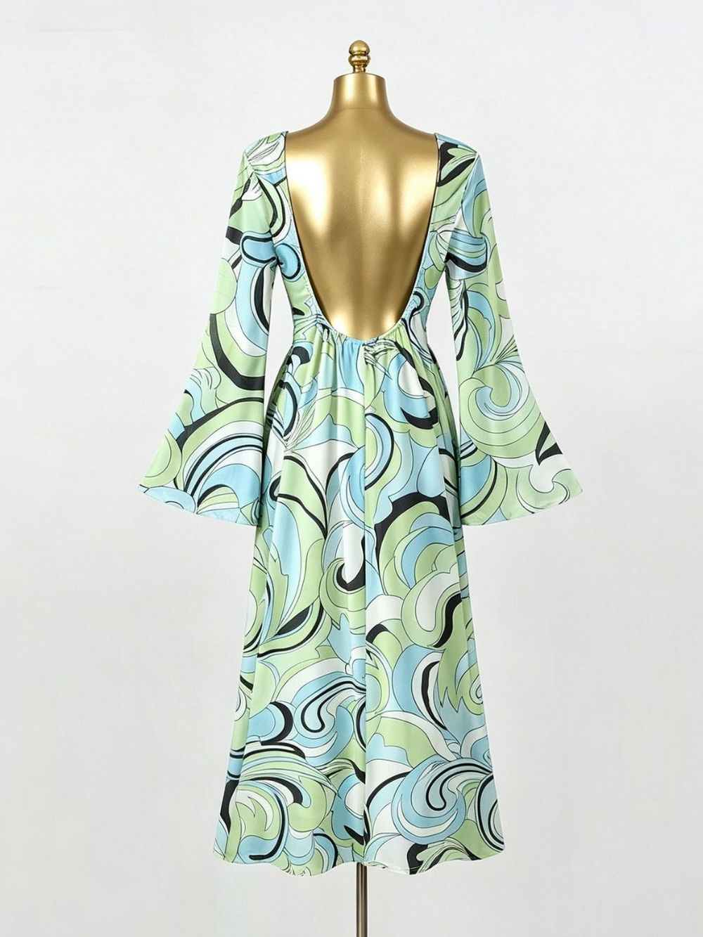 Maricela Green Long Sleeve Printed Maxi Dress - OWNCI Maricela Green Long Sleeve Printed Maxi Dress - OWNCI