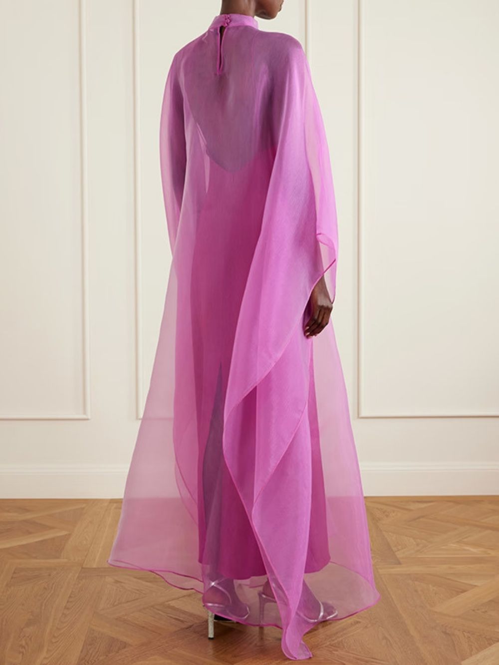 Marlen Strappy Maxi Dress With Mesh Overlay - OWNCI