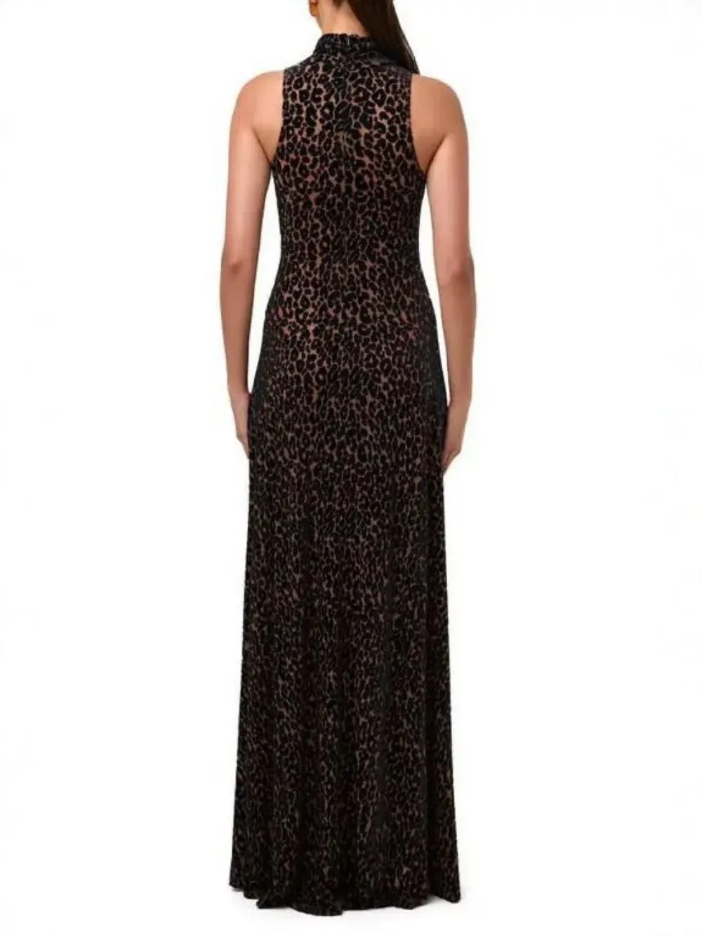 8bb2f2ea7e1ddd0623c4eef565c5f552 Mandy Black Sleeveless Leopard Maxi Dress