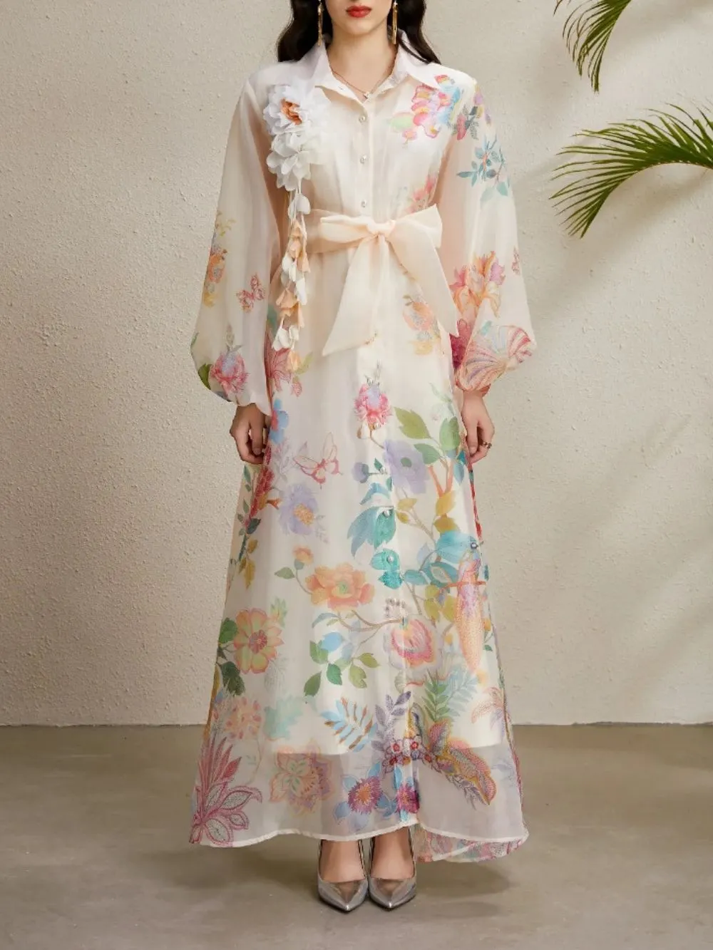 Maru Apricot Printed Maxi Dress - OWNCI Maru Apricot Printed Maxi Dress - OWNCI