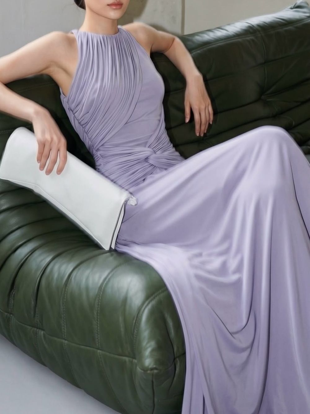 Marquetta Purple Ruched Maxi Dress - OWNCI