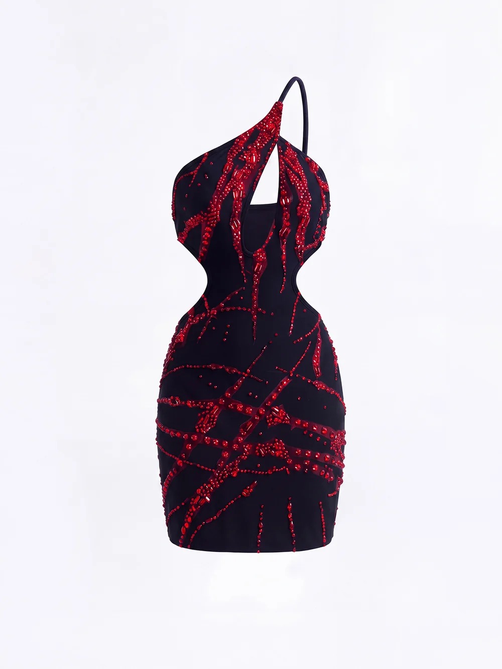 Ovelsa One Shoulder Cutout Mesh Mini Dress - OWNCI Ovelsa One Shoulder Cutout Mesh Mini Dress - OWNCI
