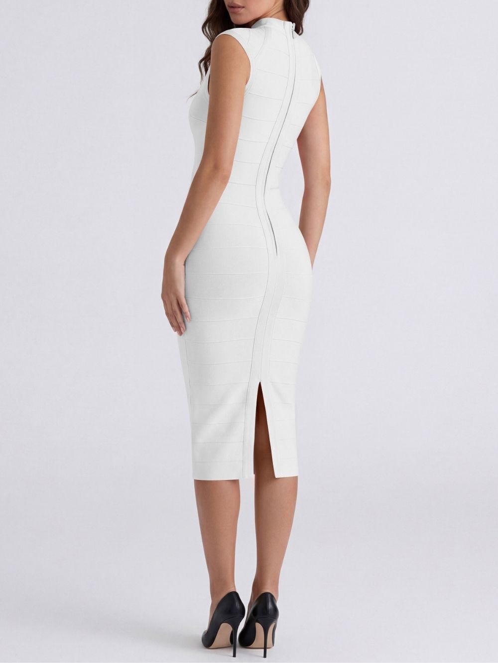 Marixa White V-Neck Bandage Midi Dress - OWNCI Marixa White V-Neck Bandage Midi Dress - OWNCI