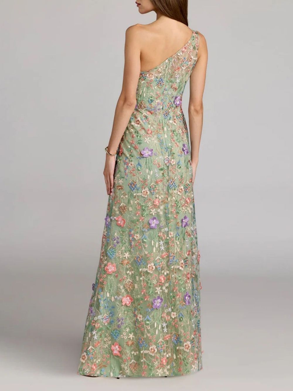 Margot Green One-Shoulder Floral Maxi Dress - OWNCI