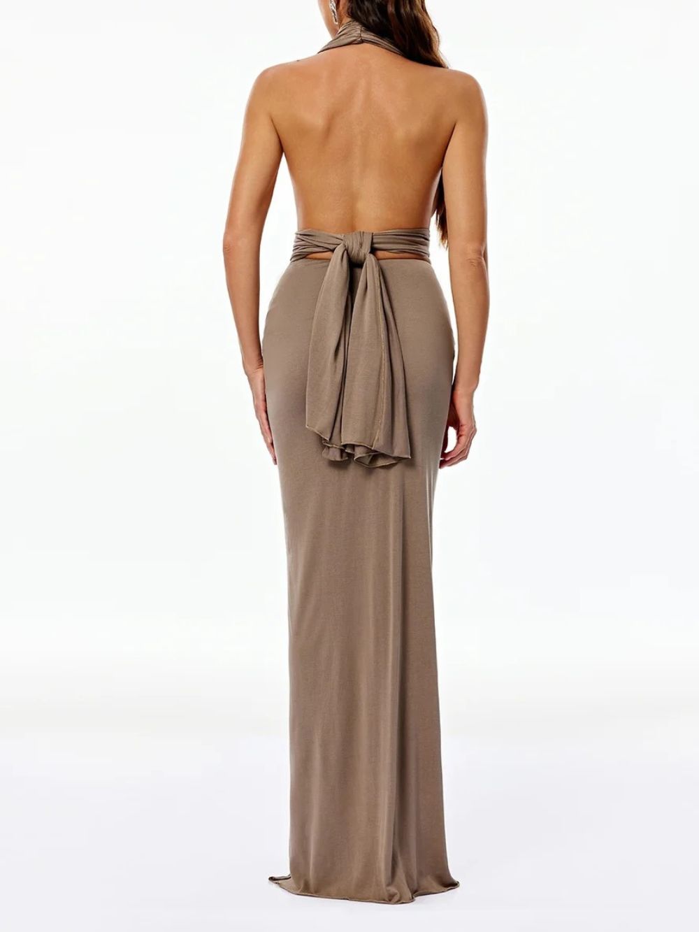 Cormyra Backless Ruched Split Skirt Set - OWNCI