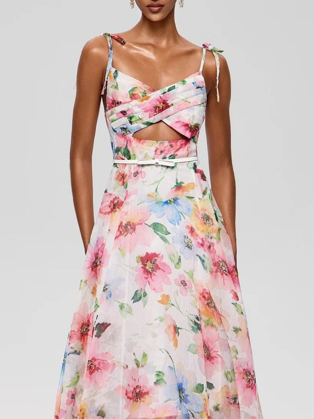 Walric Spaghetti Cutout Floral Midi Dress - OWNCI Walric Spaghetti Cutout Floral Midi Dress - OWNCI