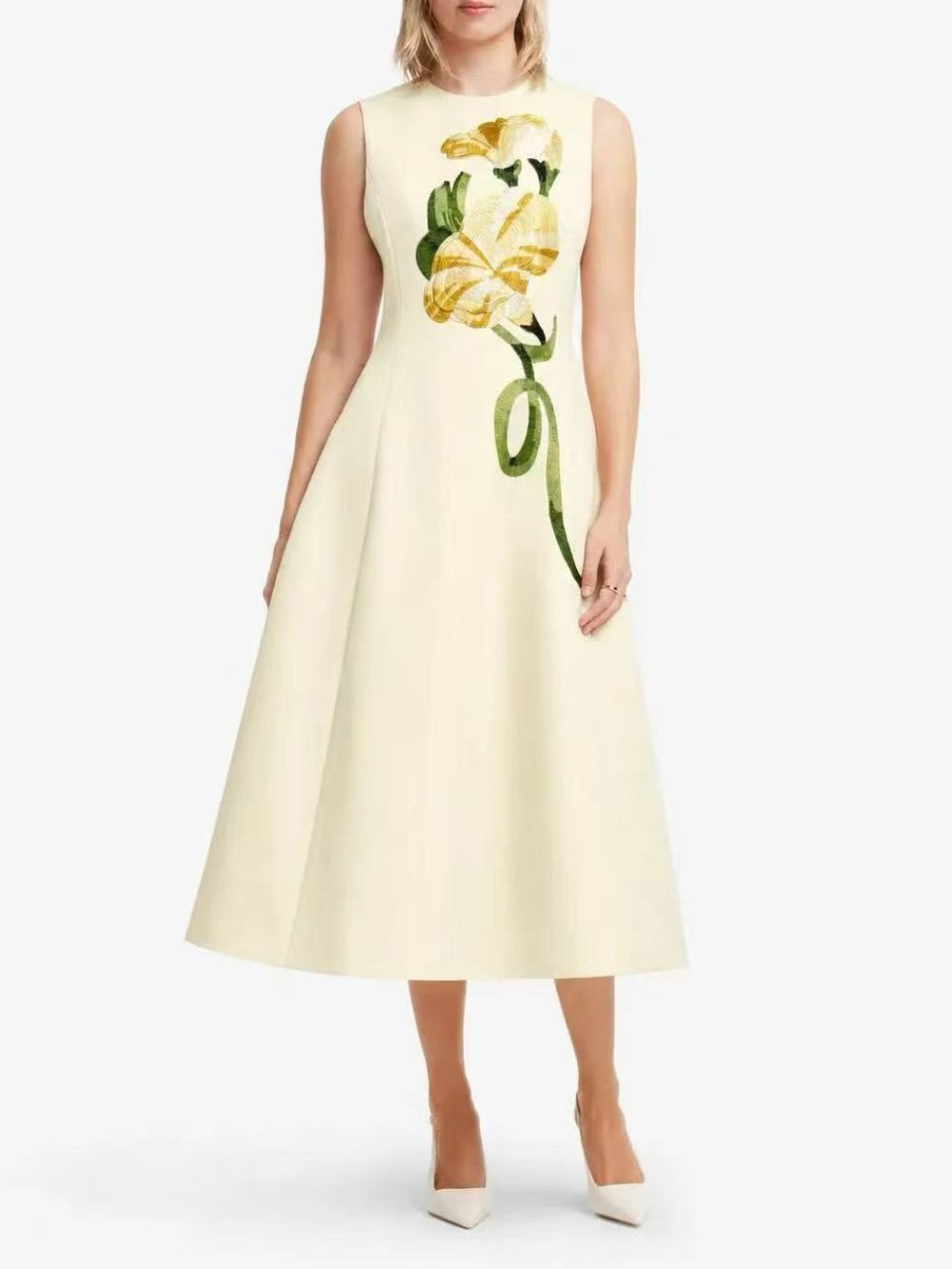Daryne Sleeveless Flower Midi Dress - OWNCI Daryne Sleeveless Flower Midi Dress - OWNCI