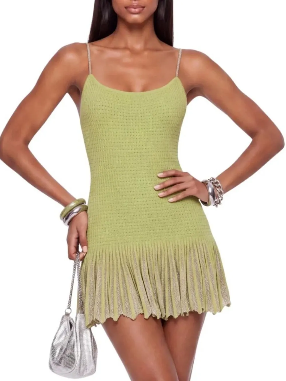Myrox Spaghetti Knit Ruffle Mini Dress - OWNCI Myrox Spaghetti Knit Ruffle Mini Dress - OWNCI