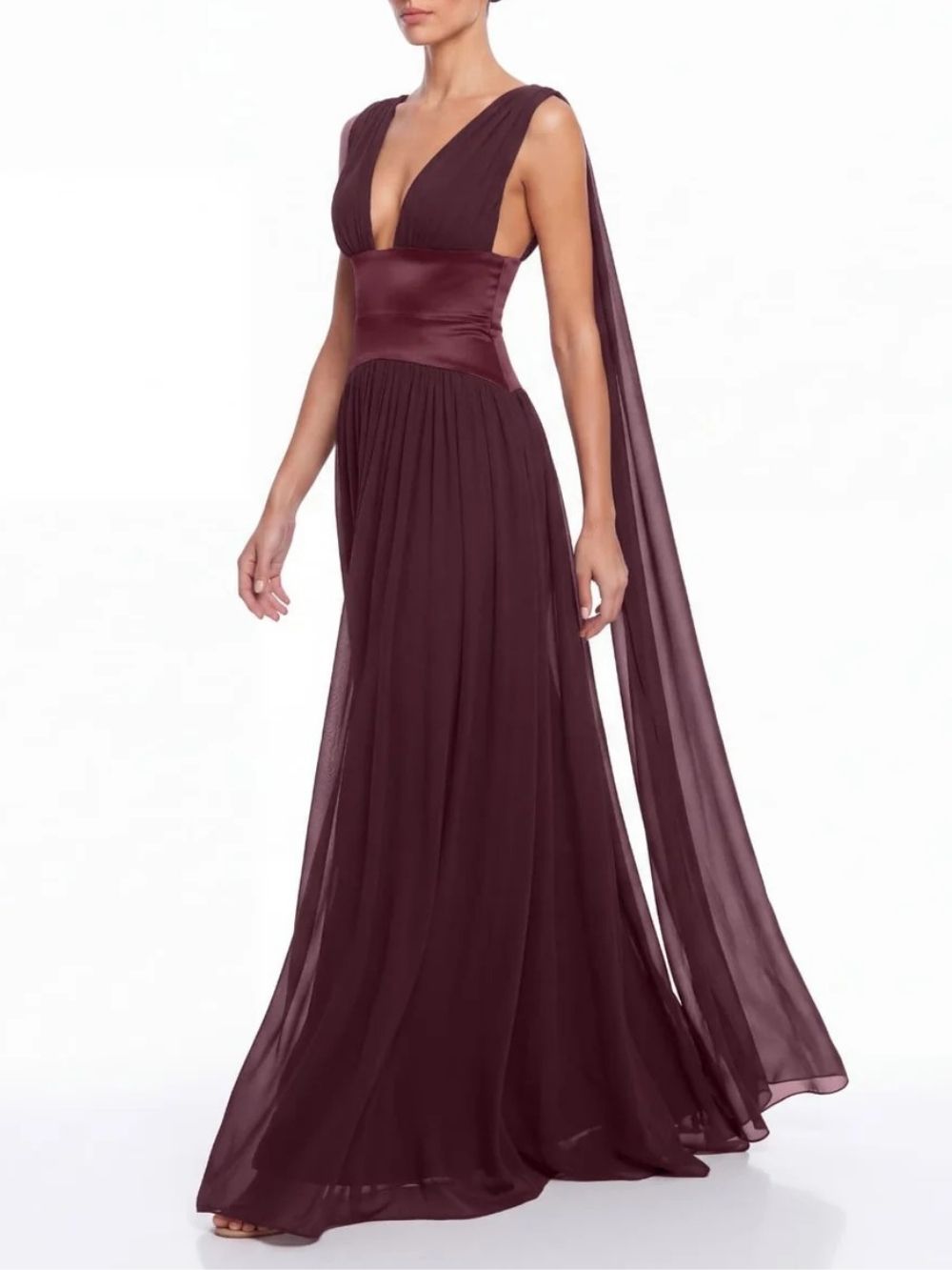 Lomire Plunge Neck Draped Maxi Dress - OWNCI Lomire Plunge Neck Draped Maxi Dress - OWNCI