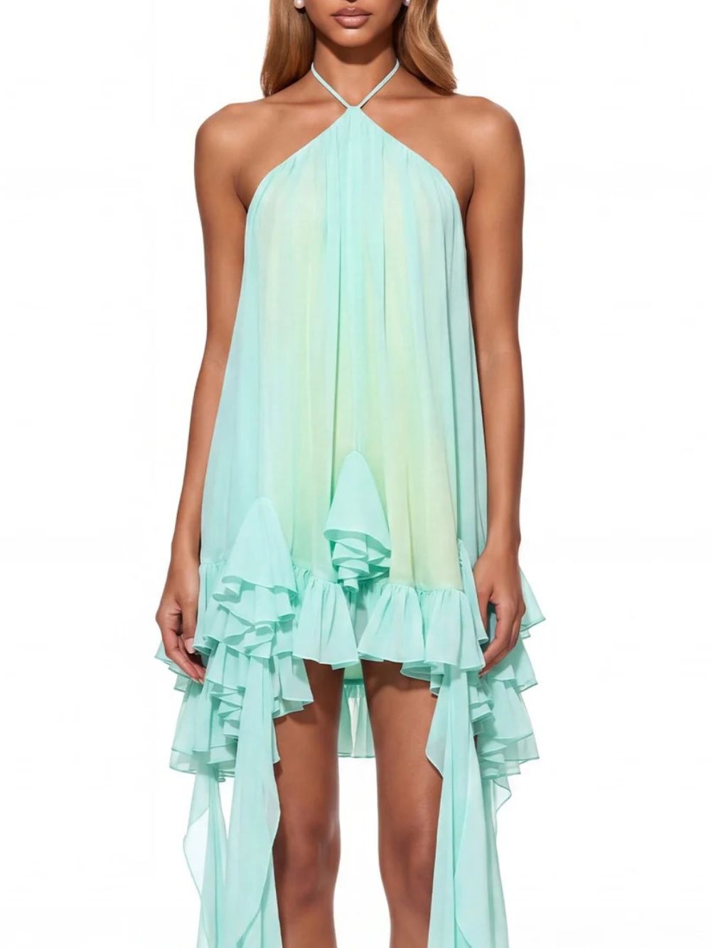 Heskian Halterneck Ruffle Mini Dress - OWNCI Heskian Halterneck Ruffle Mini Dress - OWNCI