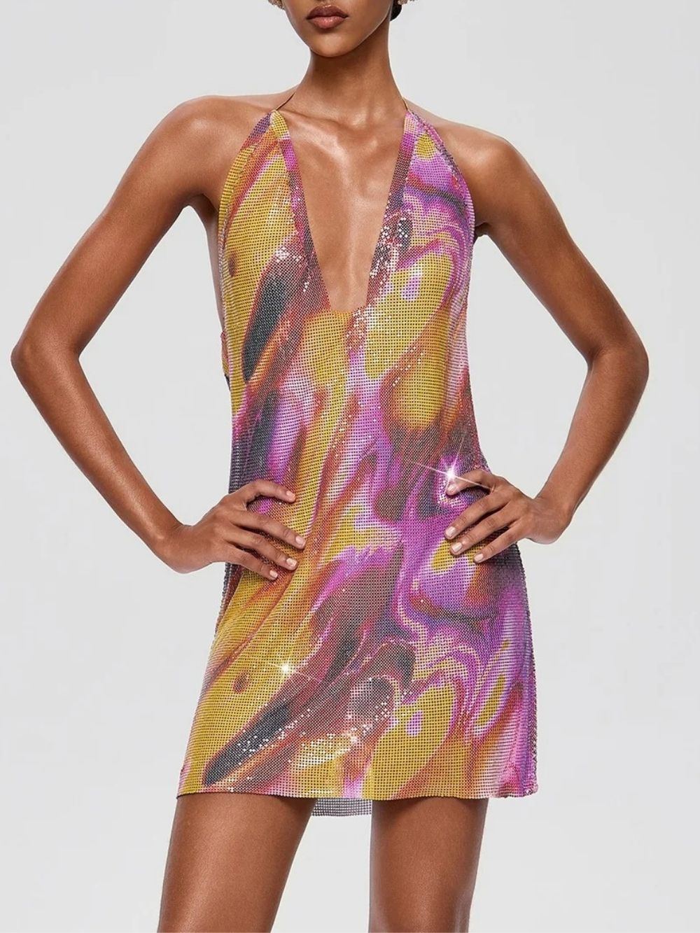 Jelmor V Neck Sequin Mini Dress - OWNCI Jelmor V Neck Sequin Mini Dress - OWNCI