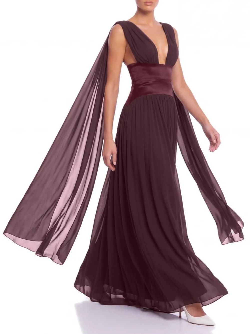 Lomire Plunge Neck Draped Maxi Dress - OWNCI Lomire Plunge Neck Draped Maxi Dress - OWNCI