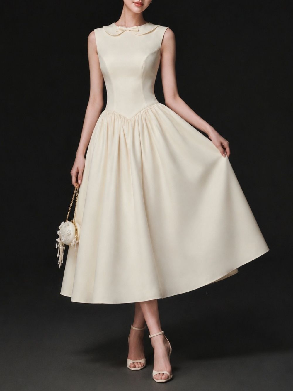 Marya Apricot Sleeveless Midi Dress - OWNCI Marya Apricot Sleeveless Midi Dress - OWNCI