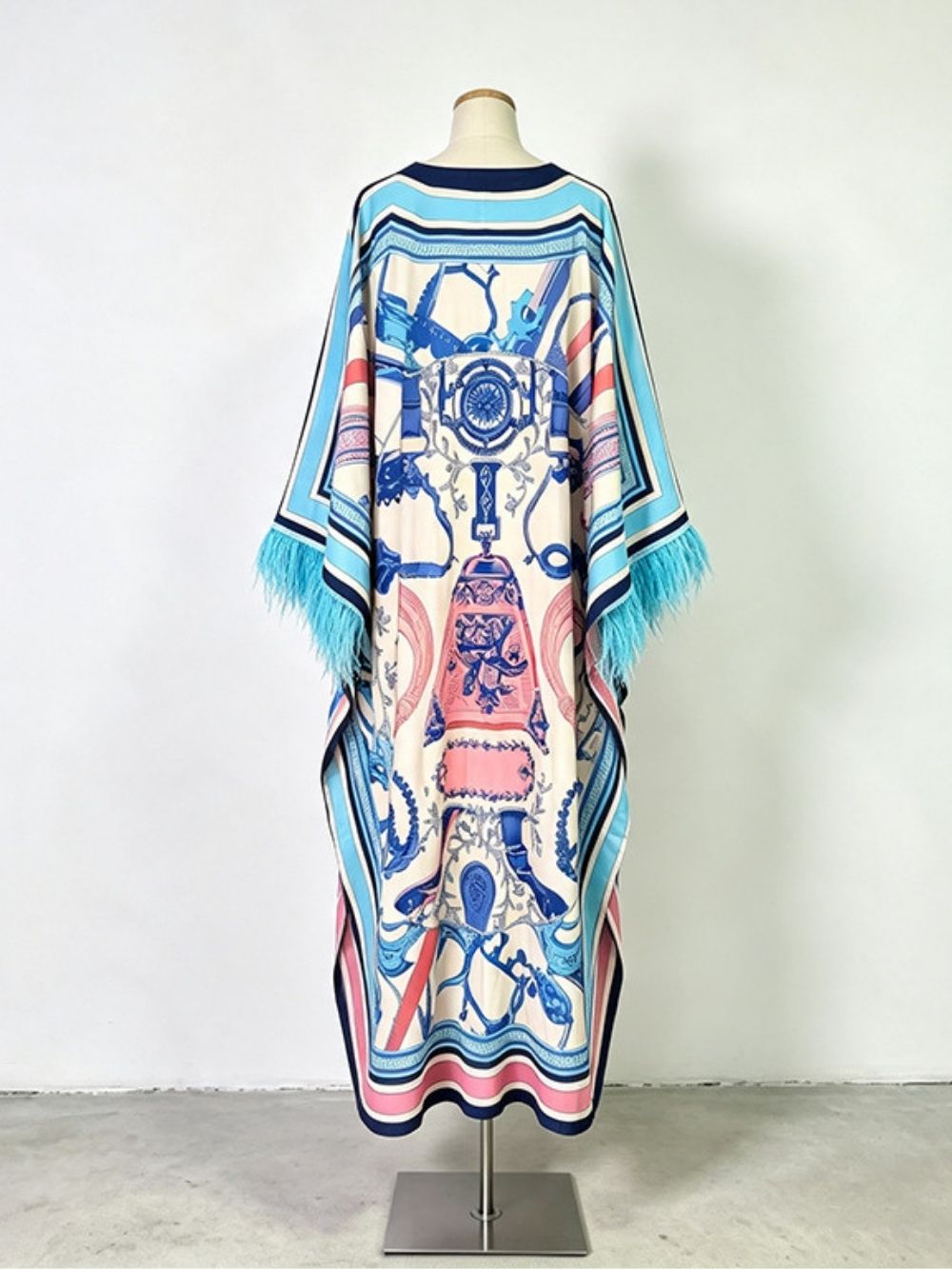 Marlie Printed Long Sleeve Feather Maxi Dress - OWNCI Marlie Printed Long Sleeve Feather Maxi Dress - OWNCI