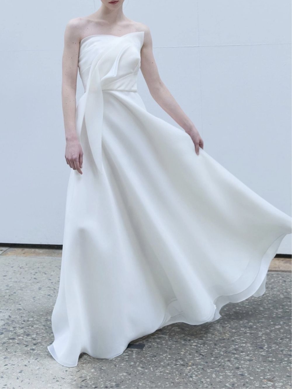 Barbara French Satin Strapless Maxi Dress - White