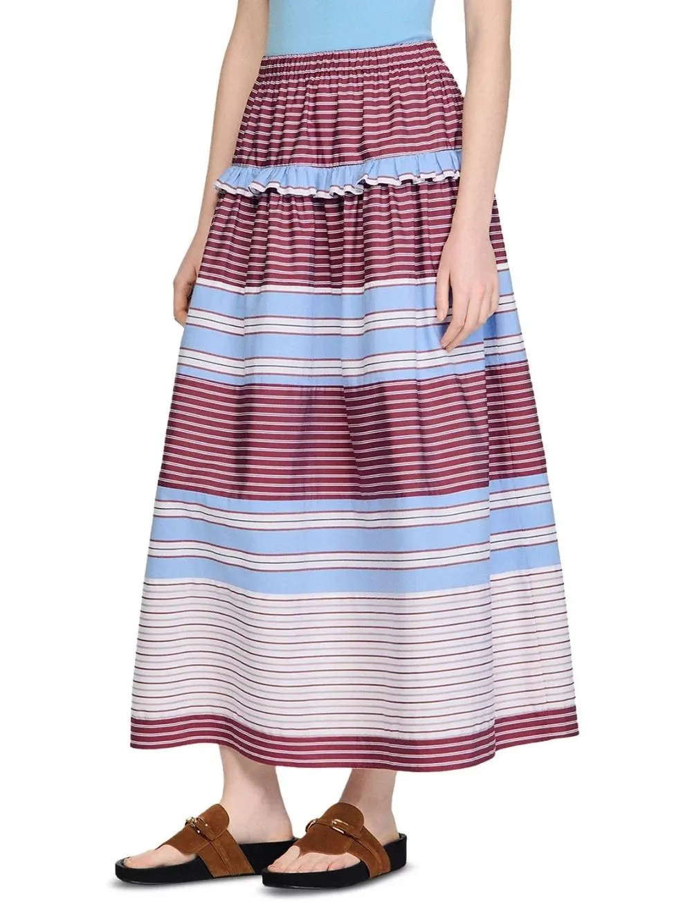 Long Striped Cotton Skirt - OWNCI