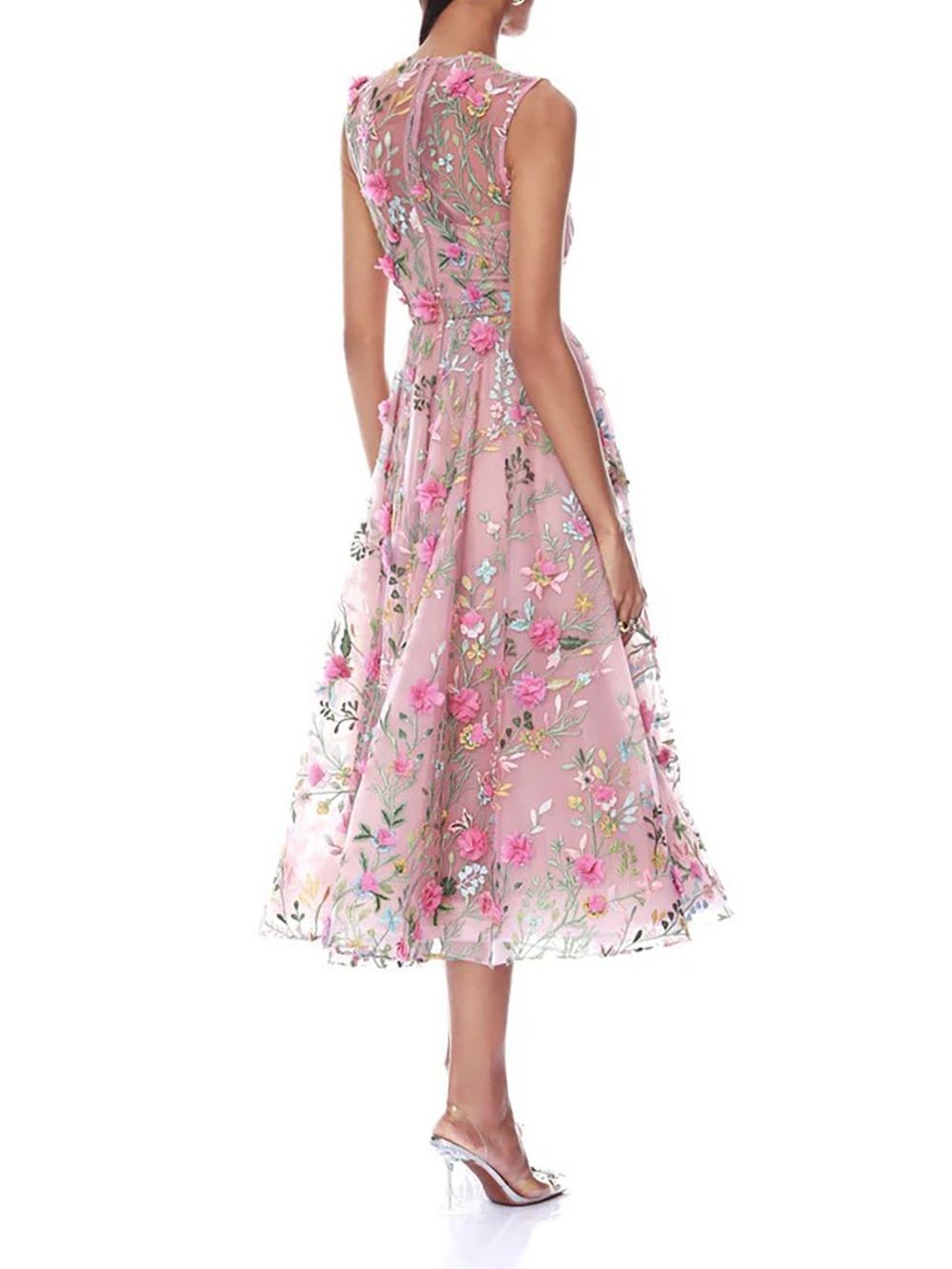 Marni Pink Flower Embellished Midi Dress - OWNCI