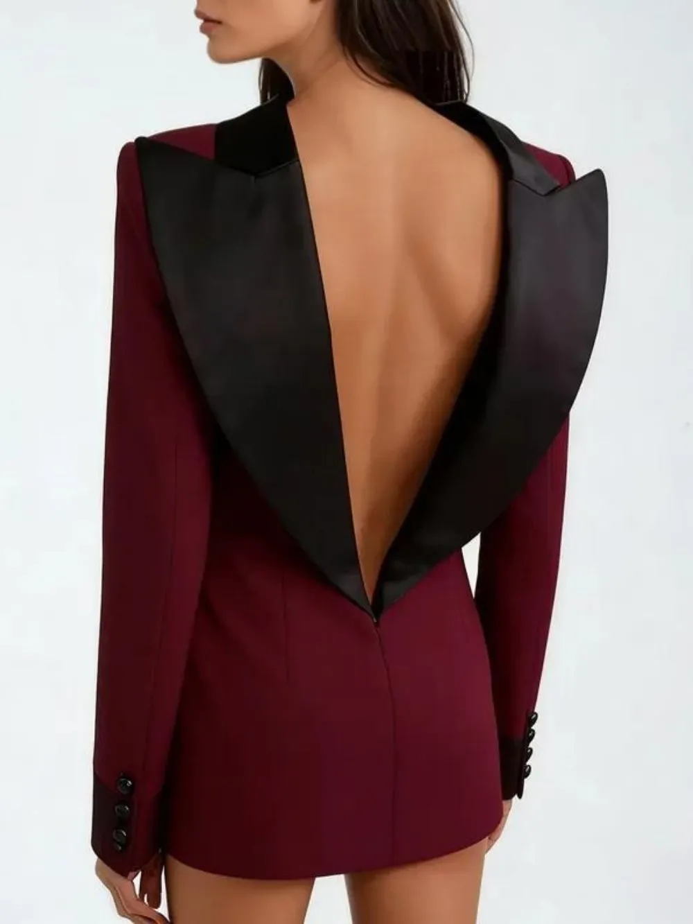 a27c729f7c12ccf5453ae6bc913a5e95 Manet Wine Long Sleeve Backless Mini Dress