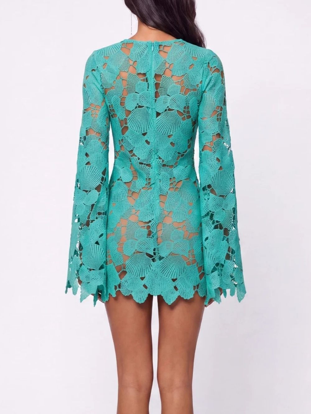 Senvora High Neck Cutout Mini Dress In Blue - OWNCI