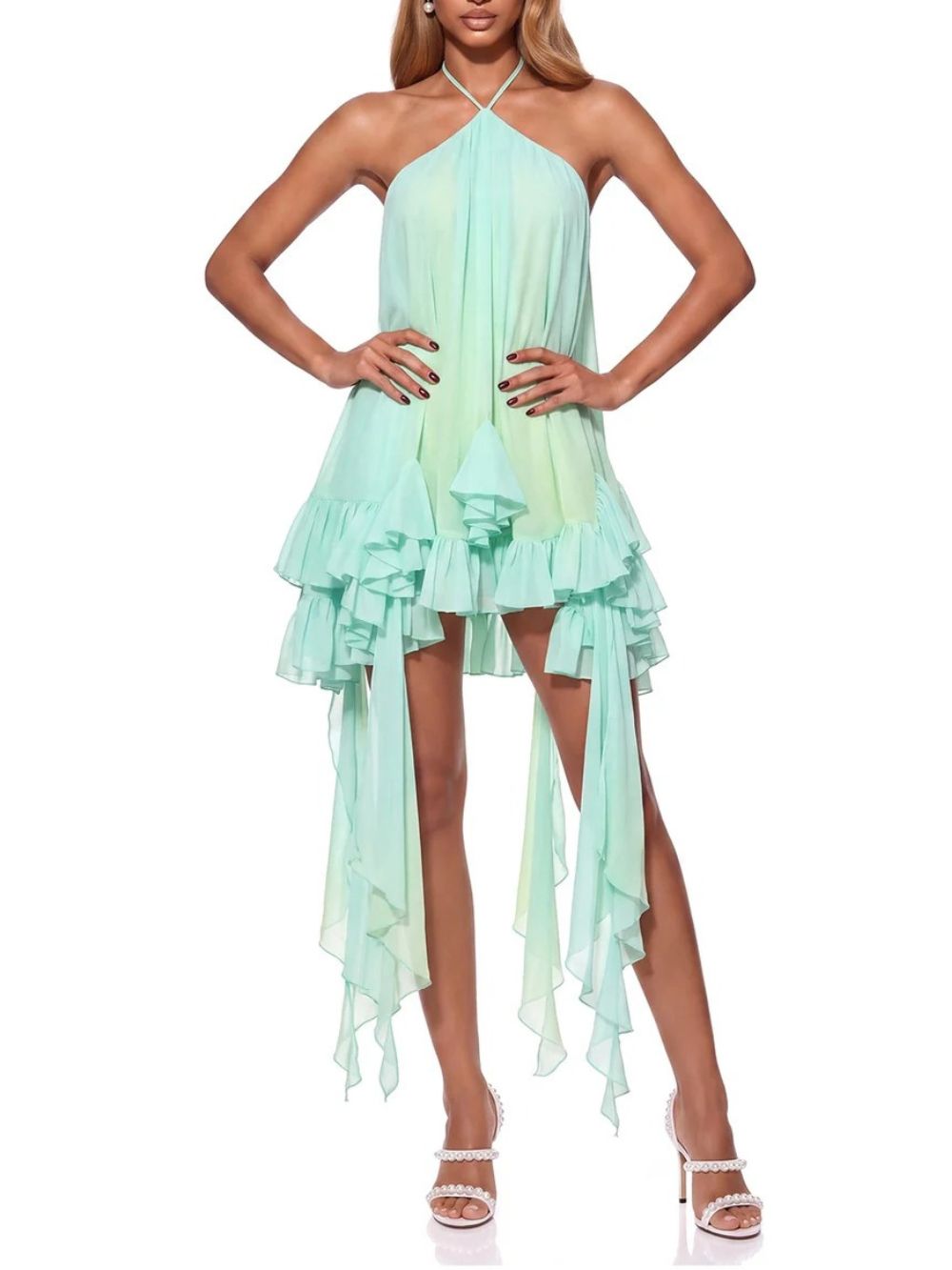 Heskian Halterneck Ruffle Mini Dress - OWNCI Heskian Halterneck Ruffle Mini Dress - OWNCI