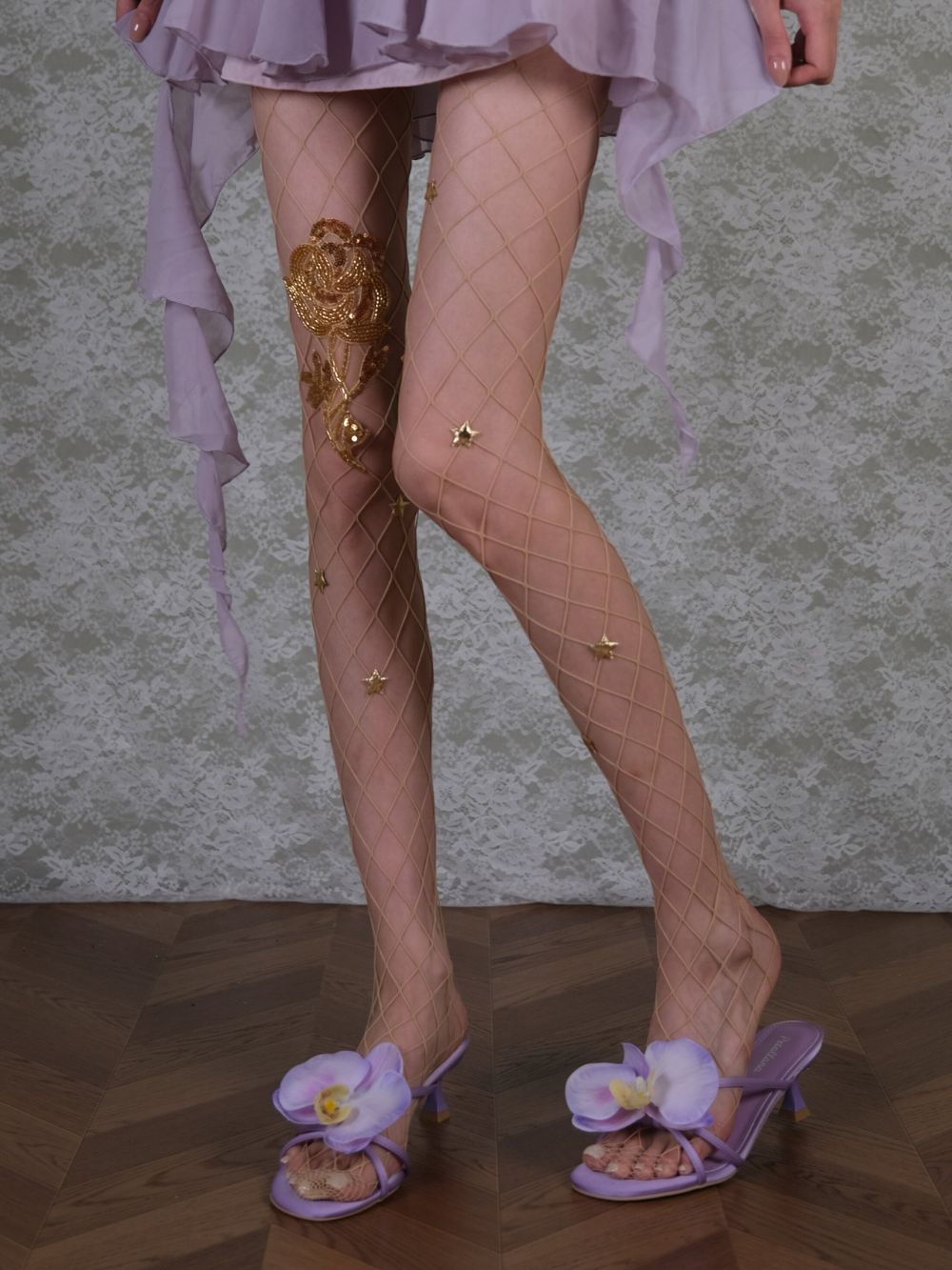 Marney Gold Flower Tights - OWNCI