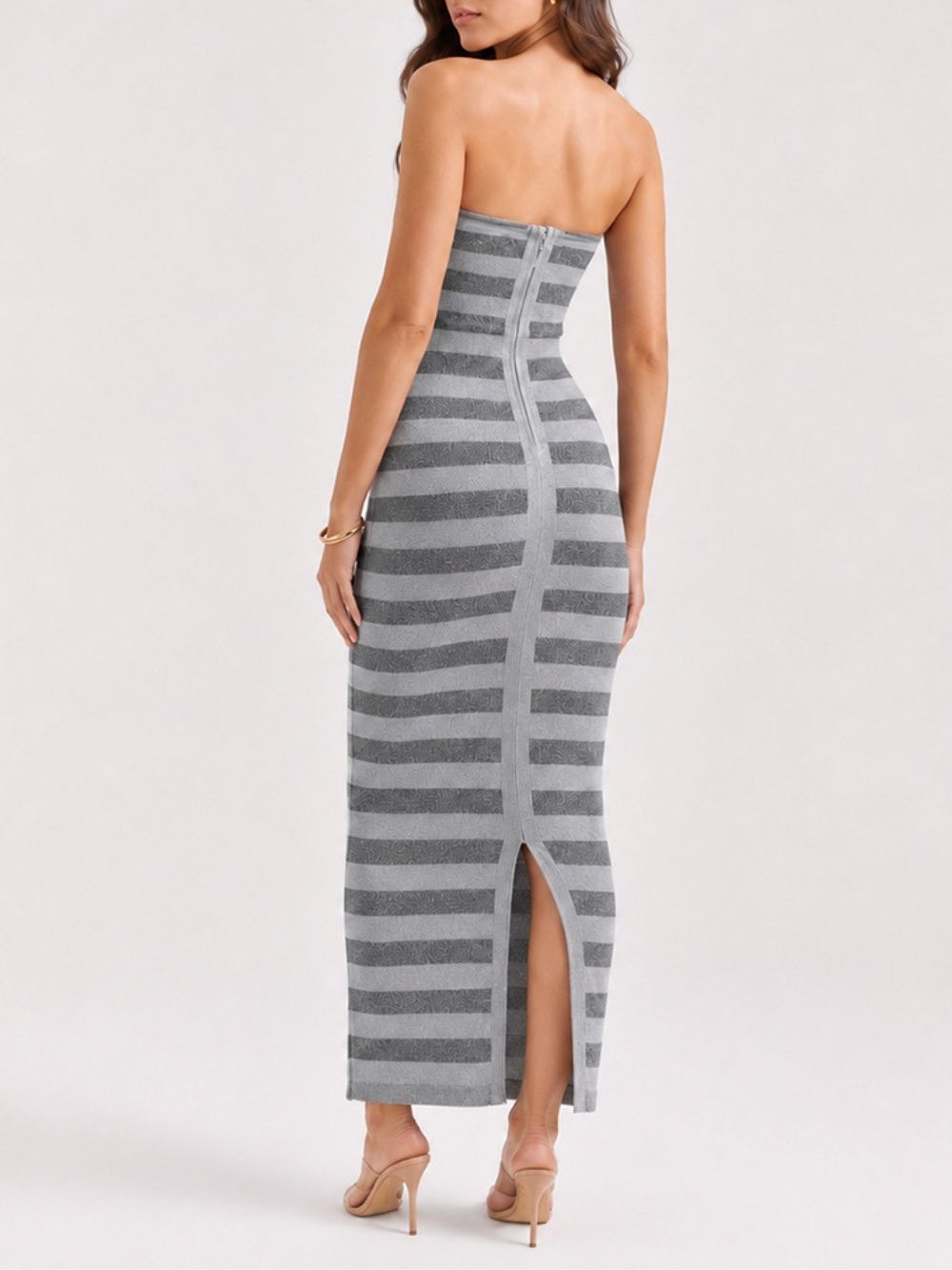 Martijn Strapless Stripe Bandage Maxi Dress - OWNCI