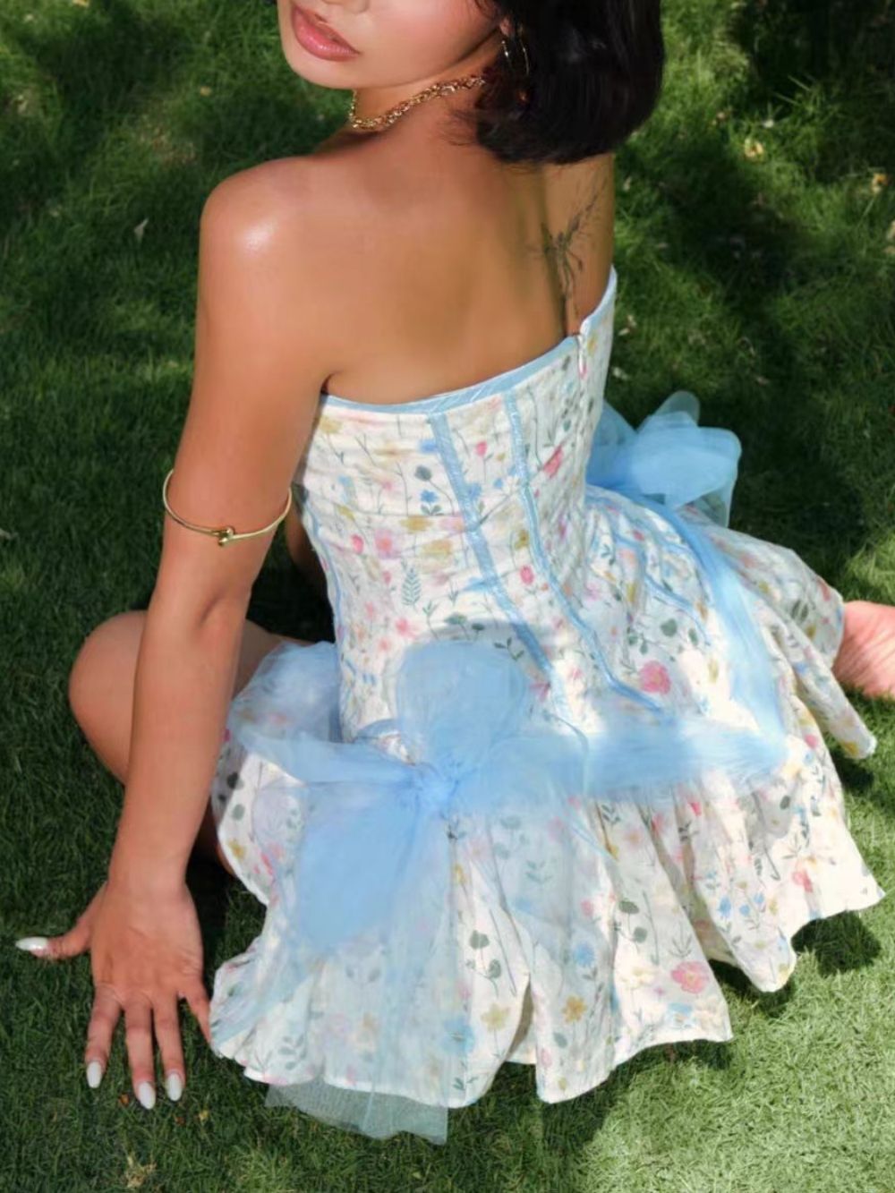 Manasa Strapless Floral Mini Dress - OWNCI Manasa Strapless Floral Mini Dress - OWNCI