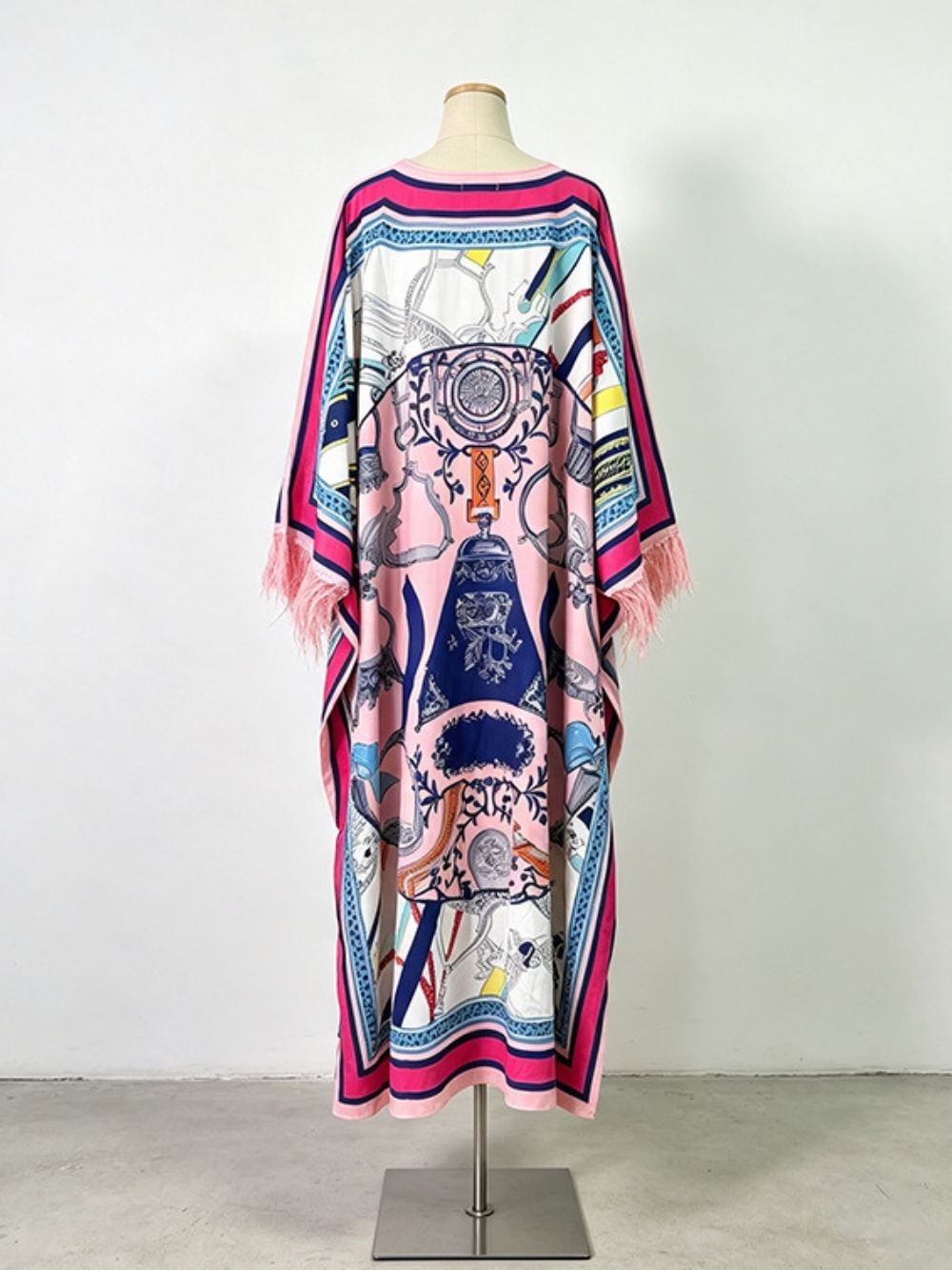 Marlie Printed Long Sleeve Feather Maxi Dress - OWNCI Marlie Printed Long Sleeve Feather Maxi Dress - OWNCI