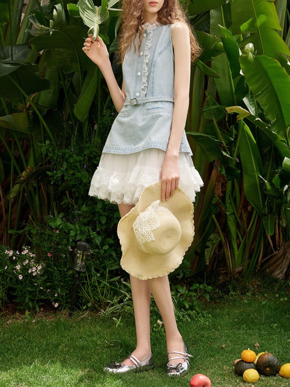 Mariela Sleeveless Lace Denim Mini Dress - OWNCI Mariela Sleeveless Lace Denim Mini Dress - OWNCI