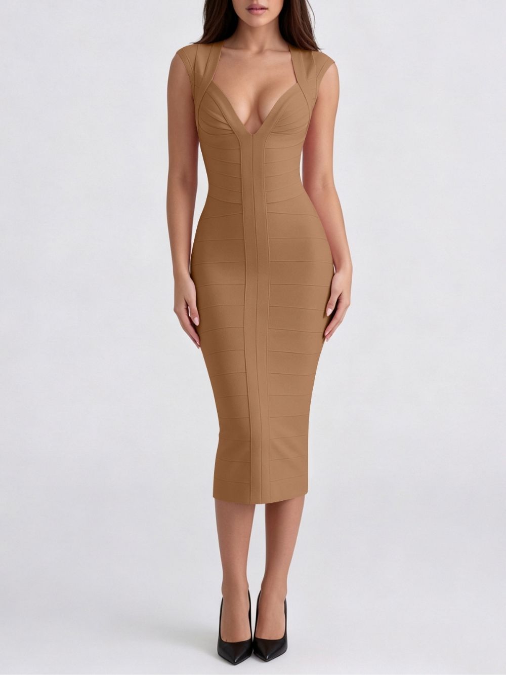 Marixa V-Neck Bandage Midi Dress - OWNCI Marixa V-Neck Bandage Midi Dress - OWNCI