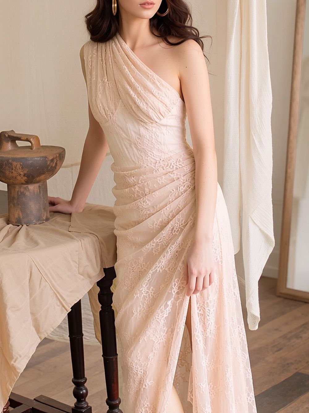 JoJo Apricot Lace Corset Maxi Dress - OWNCI