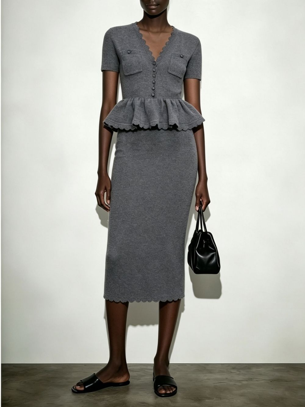 Mariko V-Neck Knit Midi Dress