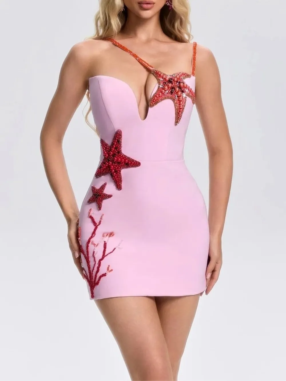 ae76b8bf52fb98637925894d2f321231 Grimric Rhinestone Lace Up Starfish Mini Dress In Pink