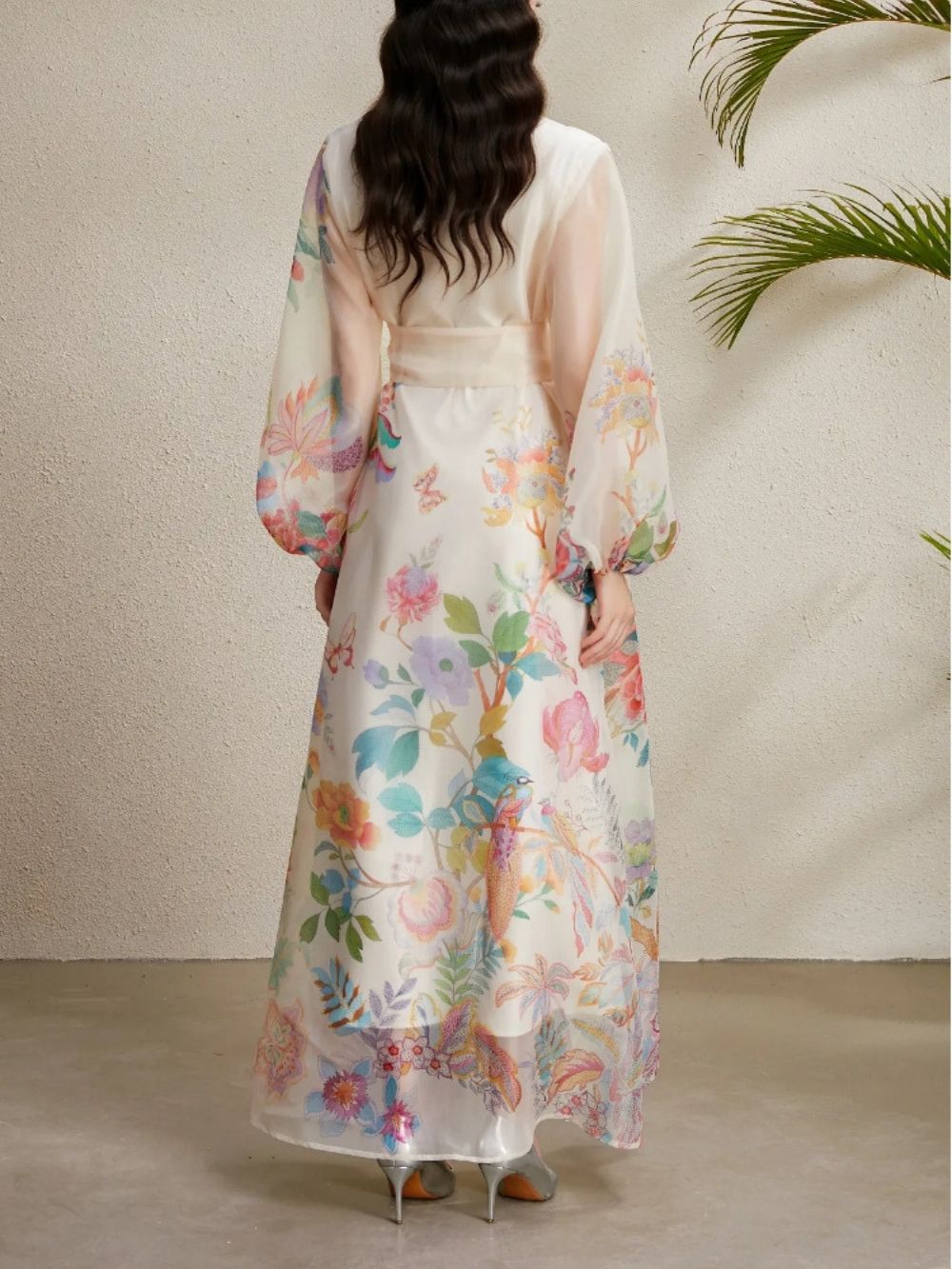 Maru Apricot Printed Maxi Dress - OWNCI