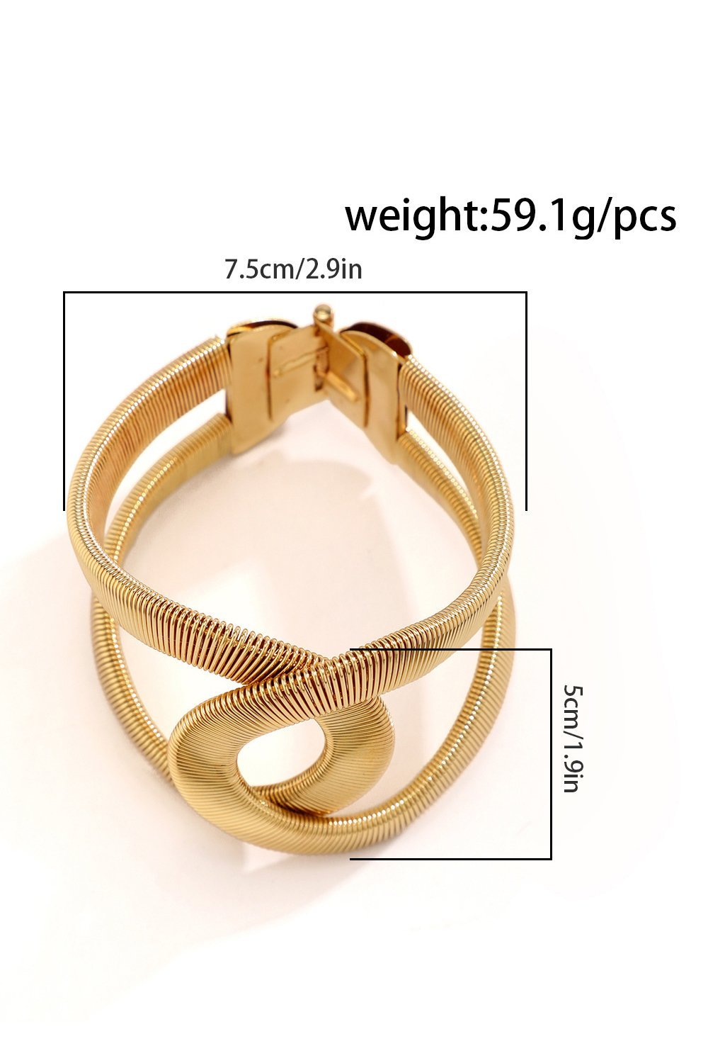 Twisted Ribbed Texture Gold Open Cuff Bangle Bracelet - OWNCI Twisted Ribbed Texture Gold Open Cuff Bangle Bracelet - OWNCI