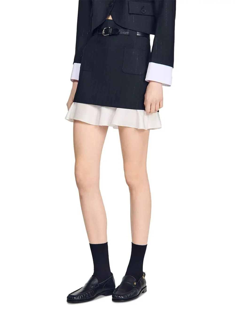 Short Striped Ruffled Skirt - OWNCI Short Striped Ruffled Skirt - OWNCI