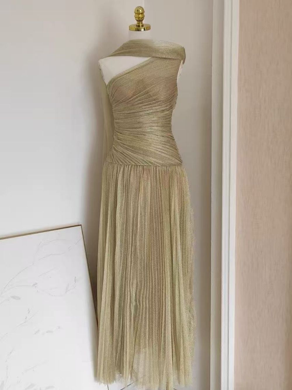 Marianela Mesh Ruched Maxi Dress - OWNCI Marianela Mesh Ruched Maxi Dress - OWNCI