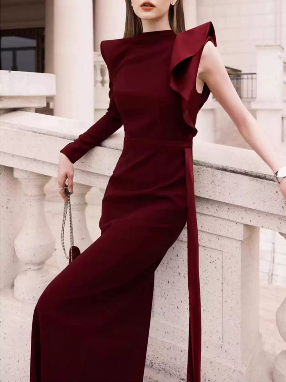 Malibu Red Ruffle Maxi Dress - OWNCI