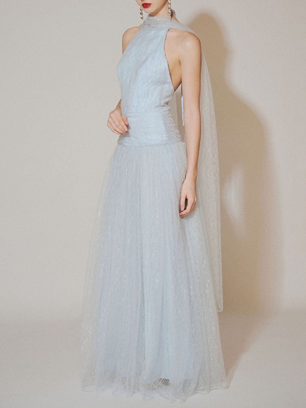 Marcela Halter Mesh Maxi Dress - OWNCI
