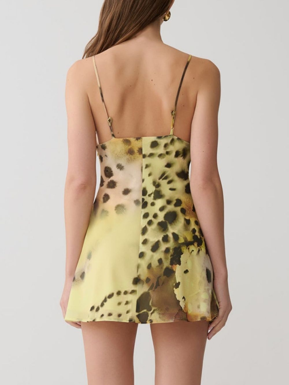 Zirekon Spaghetti Leopard Lace Mini Dress - OWNCI