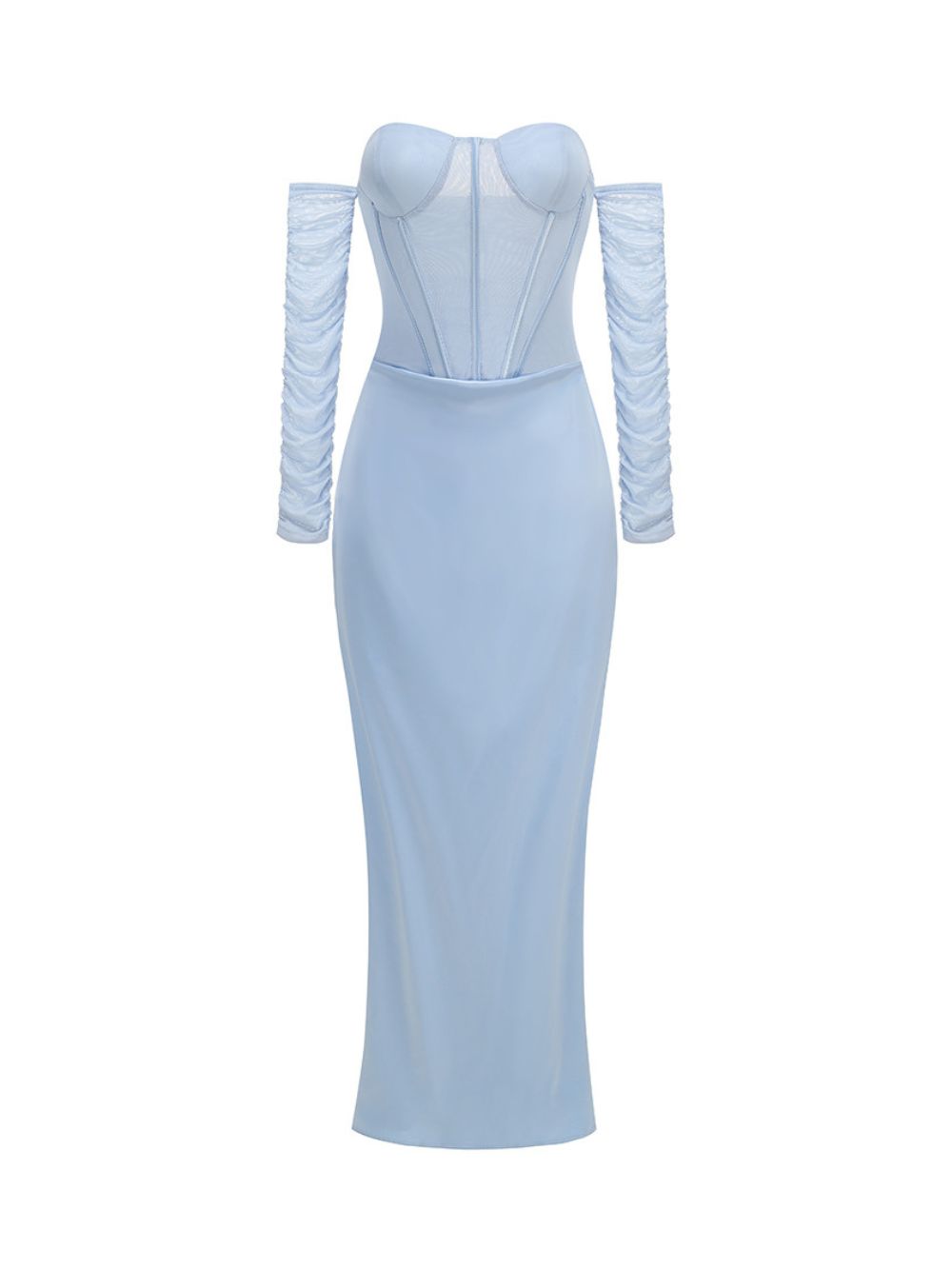 Maru Blue Off-Shoulder Corset Maxi Dress - OWNCI Maru Blue Off-Shoulder Corset Maxi Dress - OWNCI