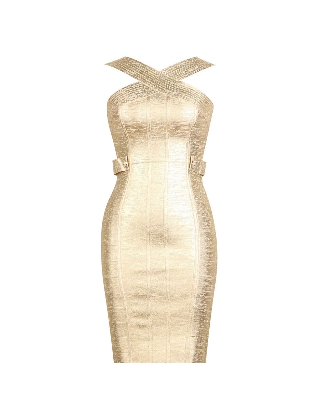 Maristella Gold Bandage Midi Dress - OWNCI